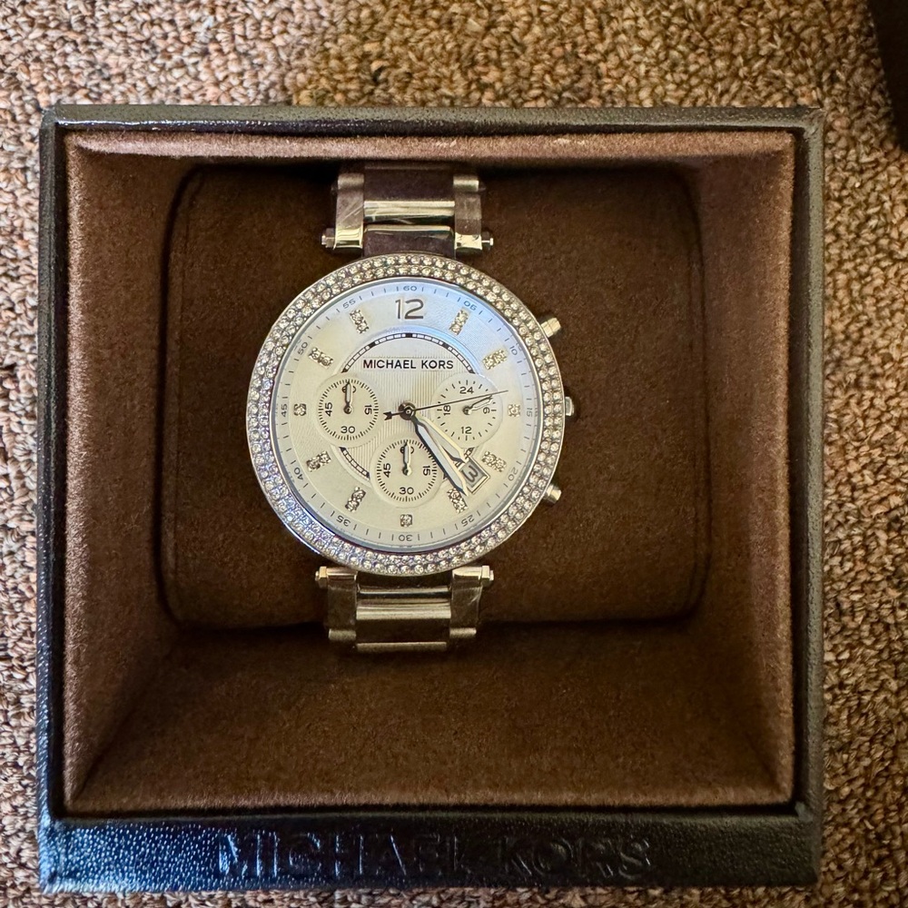 Michael Kors Silver Watch with Crystal Accents